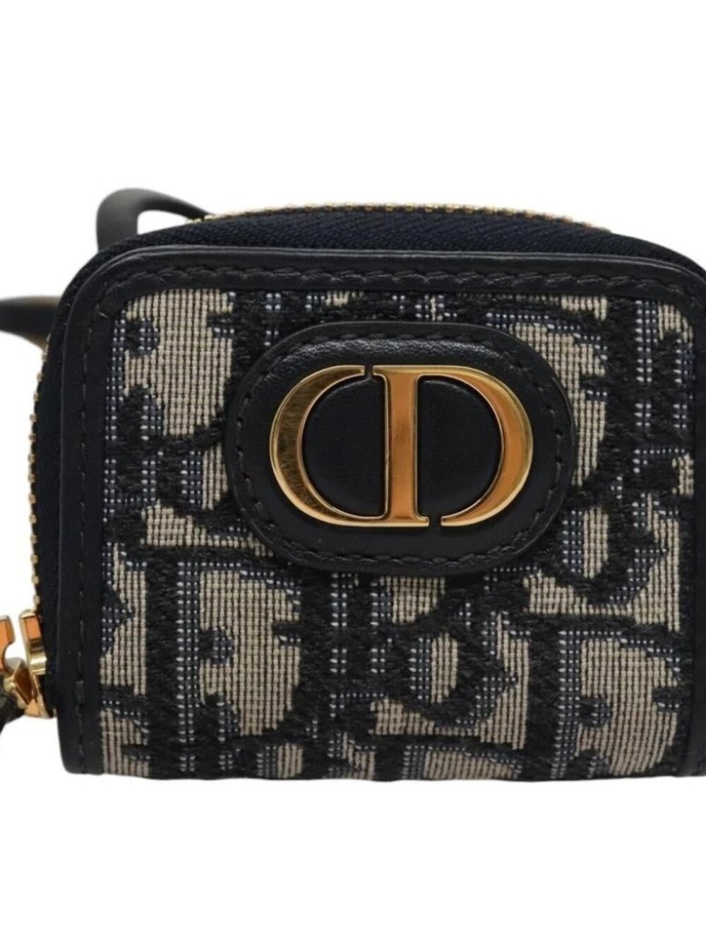 Christian Dior Trotter Canvas Oblique Phone Holder Airpods Case Navy Auth - Picture 2 of 15